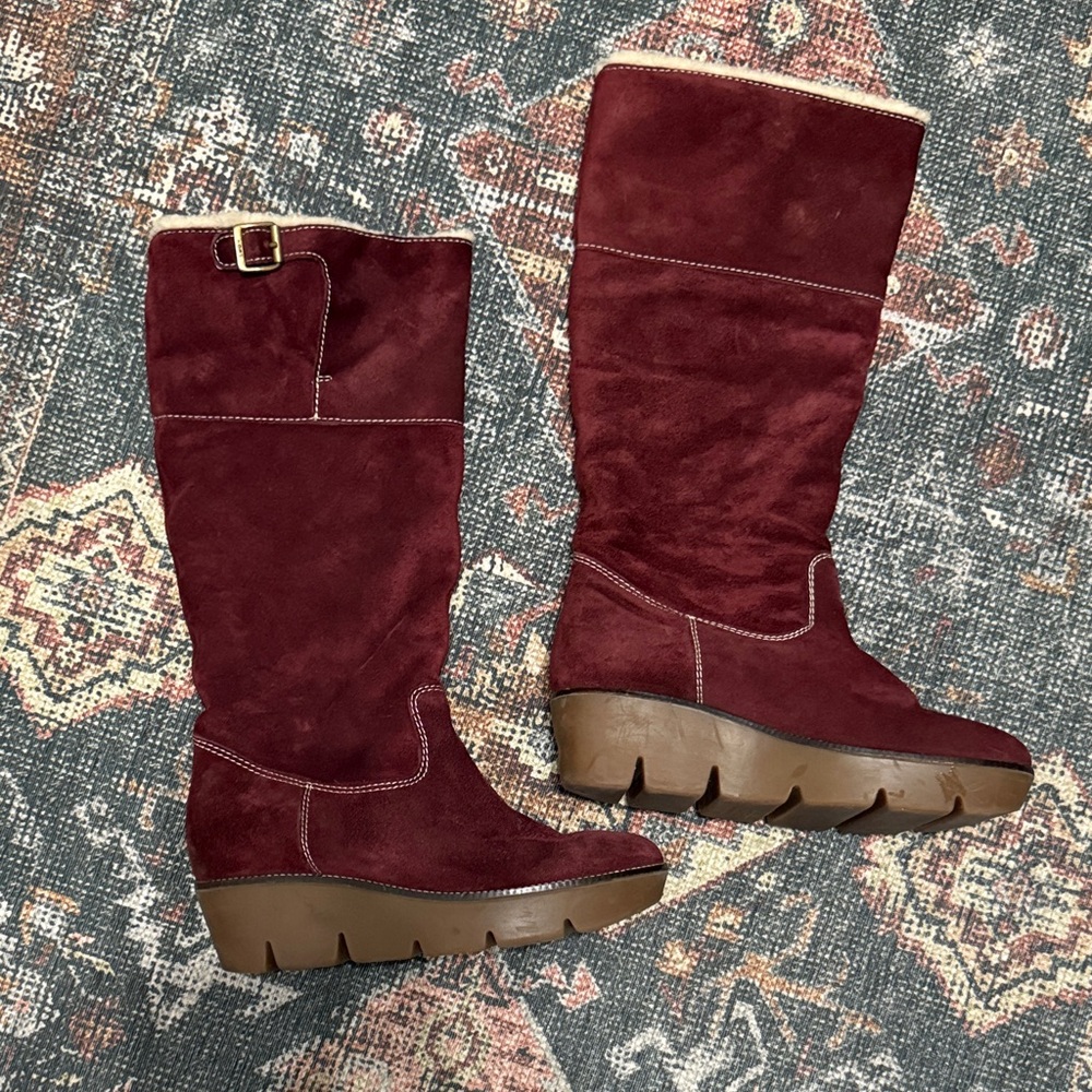 Women's Burgundy Suede Boots